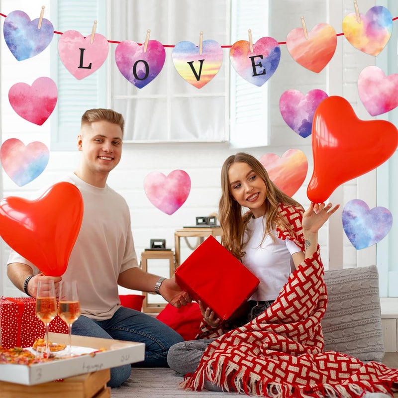Machomby 48 Pcs Valentine’s Day Heart Cutouts, Watercolor Heart Paper Cutouts Valentine’s Day Cut-Outs Bulletin Board Decorations for Home School Classroom Valentines Party Chalkboard Window Wall Decor - Image 5